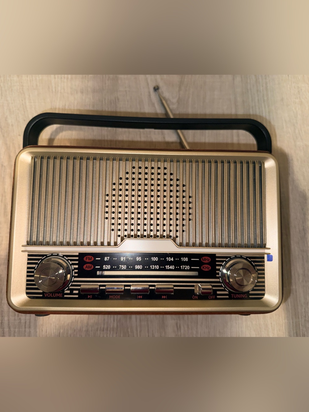 Hearth & Hand Magnolia Blue Tooth Portable Gold Retro AM/FM Radio New